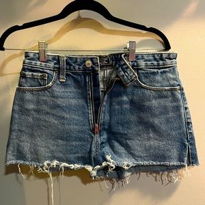 Abercrombie & Fitch Annie Zipper Jean Shorts High Waisted